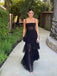 Black Tulle Spaghetti Straps See Through Long Evening Prom Dresses, MR9764