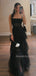 Lovely Spaghetti Straps Black Tulle Long Evening Prom Dresses, MR9765