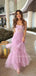 Floor-length A-line Purple Tulle Long Evening Prom Dresses, MR9771