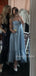 Spaghetti Straps Blue Long Evening Prom Dresses, MR9775