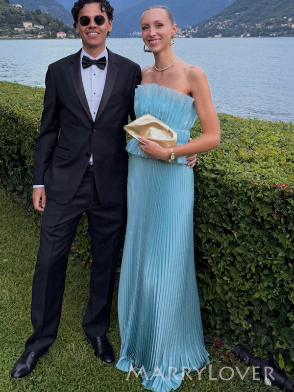 Unique Blue Strapless Long Evening Prom Dresses, MR9778