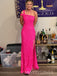 One Shoulder Hot Pink Sequins Side Slit Long Evening Prom Dresses, Mermaid Prom Dress, MR9781