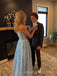 Formal Blue Tulle Appliques Long Evening Prom Dresses, MR9786