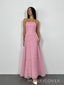 Morden Pink Tulle Long Evening Prom Dresses, Strapless Prom Dress, MR9797