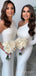 One Shoulder Long Sleeves White Mermaid Long Cheap Bridesmaid Dresses , MRB0024