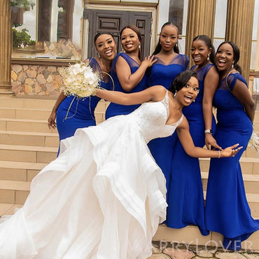 Royal Blue Mermaid Sweetheart Cheap Bridesmaid Dresses , MRB0032