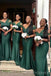 Mermaid Emerald Green Satin Tulle Cheap Bridesmaid Dresses , MRB0033