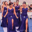 Mismatched Purple Satin Side Slit Cheap Mermaid Bridesmaid Dresses , MRB0034