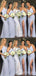 Popular Dusty Blue Chiffon Spaghetti Straps Mermaid V-neck Cheap Custom Bridesmaid Dresses , MRB0039