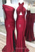 Mismatched Dark Red Satin Mermaid Long Cheap Custom Bridesmaid Dresses, MRB0161