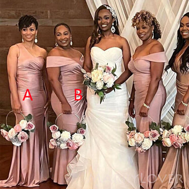 Mismatched Satin Mermaid Long Cheap Custom Bridesmaid Dresses, MRB0188