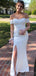 Sweetheart Mermaid Off Shoulder White Long Cheap Bridesmaid Dresses, MRB0209