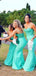Spaghetti Straps Mermaid Mint Green Long Cheap Bridesmaid Dresses, MRB0210