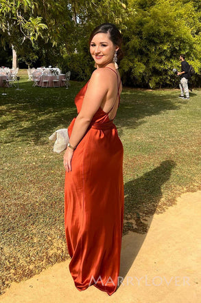 Spaghetti Straps Satin Mermaid Long Cheap Custom Bridesmaid Dresses, MRB0214