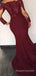 Off Shoulder Long Sleeves Burgundy Long Cheap Custom Appliques Bridesmaid Dresses, MRB0222