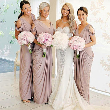 V-neck Mermaid Long Cheap Custom Bridesmaid Dresses, MRB0275