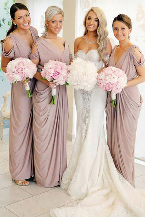 V-neck Mermaid Long Cheap Custom Bridesmaid Dresses, MRB0275