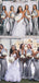 Mismatched Silver Grey Satin Long Cheap Custom Mermaid Bridesmaid Dresses, MRB0284