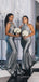 Mismatched Silver Grey Satin Long Cheap Custom Mermaid Bridesmaid Dresses, MRB0284