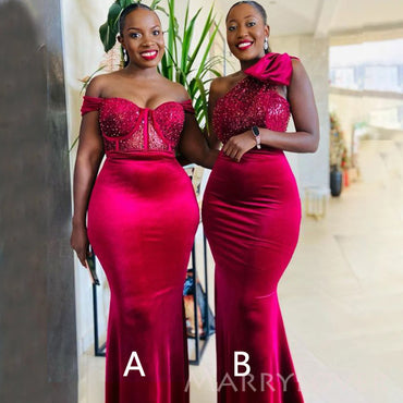 Mismatched Mermaid Satin Long Cheap Custom Bridesmaid Dresses, MRB0285