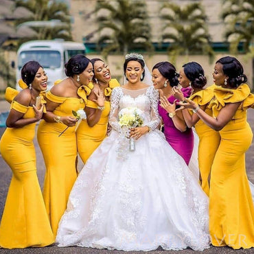 Mermaid Side Slit Long Cheap Custom Pretty Bridesmaid Dresses, MRB0345