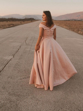 A-line Off Shoulder Long Evening Prom Dresses, Sweet 16 Prom Dresses, PY004