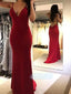 Charming Mermaid V-neck Sleeveless Open Back Long Prom Dresses, OL006