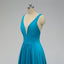A-line Deep V-neck Backless Bridesmaid Dresses With Pleats, BD0052