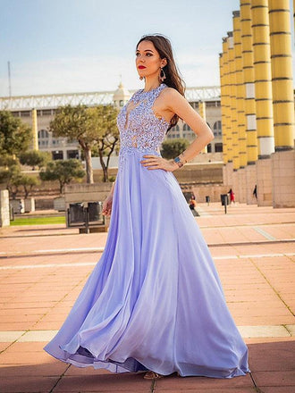 Simple A-line Round Neck Cheap Long Evening Prom Dresses, Prom Dresses, PY033