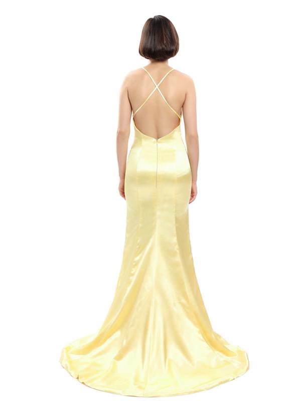 Spaghetti Straps V-neck Backless Bridesmaid Dresses