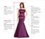 Mermaid Dark Purple Long Evening Prom Dresses, Spaghetti Straps Tulle Custom Prom Dresses, MR8295