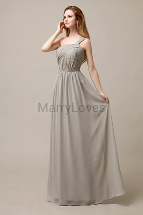 A-line One Shoulder Pleats Bridesmaid Dresses
