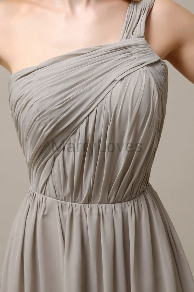 A-line One Shoulder Pleats Bridesmaid Dresses