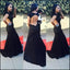 Black Sexy Backless Cap Sleeve Mermaid Long Lace Prom Dresses, BG51193 - Bubble Gown