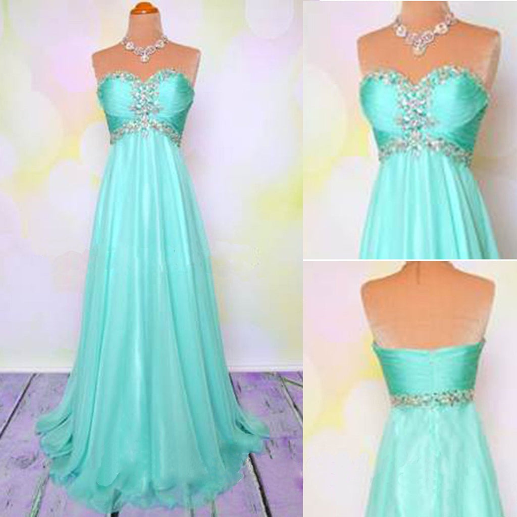 Blue Sweet Heart A Line Cheap Long Prom Dresses, BG51158 - Bubble Gown
