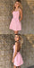 A-Line Spaghetti Straps Pink Homecoming Dresses With Pockets, HD0498