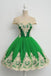 Cap Sleeves Lovely Green Unique Applique Short Homecoming Dresses, BG51600 - Bubble Gown