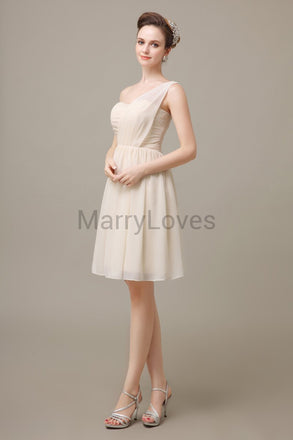 One shoulder Pleats Chiffon Bridesmaid Dresses