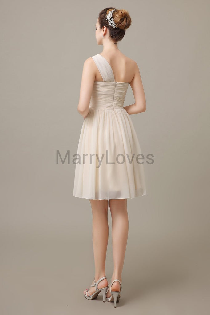 One shoulder Pleats Chiffon Bridesmaid Dresses
