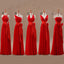 A Line Mismatched Junior Red Long Bridesmaid Dresses with Bow, BG51283