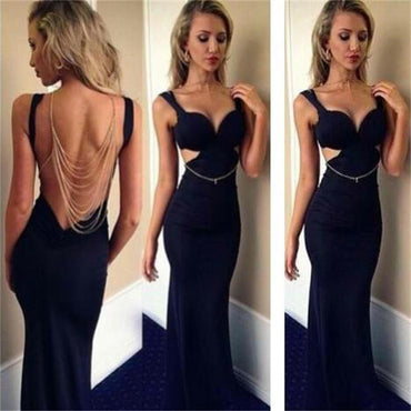 Black Mermaid Backless Fashion Sexy Cheap Evening Long Prom Dresses, BG51025 - Bubble Gown
