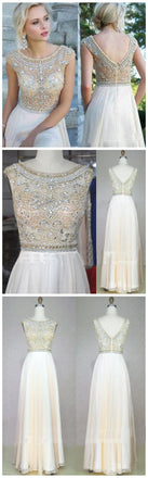 Cap Sleeves A-line Formal Cheap Long Evening Prom Dresses, BG51145 - Bubble Gown