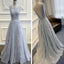 Beautiful V-Back Scoop Neck Appliques Evening Long Lace Prom Dresses, BG51205