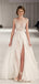 A Line Ivory Side Split Sexy Charming Long Prom Dress, BG51491