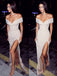 Simple Off Shoulder Mermaid Sweetheart Long Evening Prom Dresses, Custom Side Slit Prom Dress, BGS0196