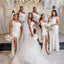 One Shoulder White Chiffon Elegant Cheap Long Bridesmaid Dresses , BN1089