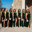 Dark Green Velvet Long Side Slit Bridesmaid Dresses, Cheap Custom Bridesmaid Dress, BN1121