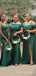 Mismatched Mermaid Dark Green Satin Long Custom Bridesmaid Dresses, BN1142