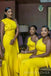 One Shoulder Yellow Long Mermaid Custom Bridesmaid Dresses , BN1155