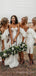 Simple Off Shoulder White Short Strapless Custom Bridesmaid Dresses , BN1165